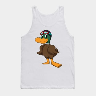 Duck at Swimming with Swimming goggles Tank Top